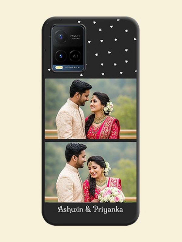 Miniature Love Symbols with Name on Space Black Custom Soft Matte Back Cover - Vivo Y21