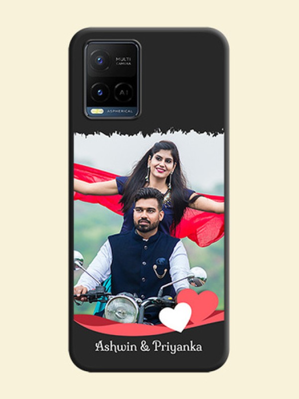 Pin Color Love Shaped Ribbon Design with Text on Space Black Custom Soft Matte Phone Back Cover - Vivo Y21