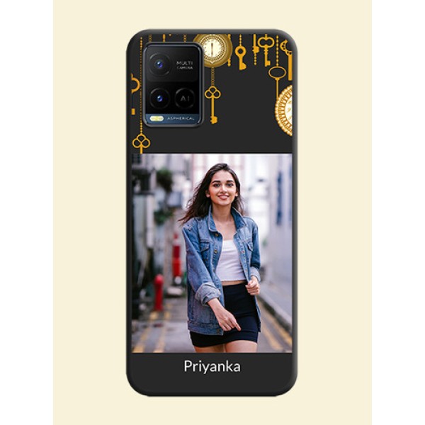 Decorative Design with Text on Space Black Custom Soft Matte Back Cover - Vivo Y21