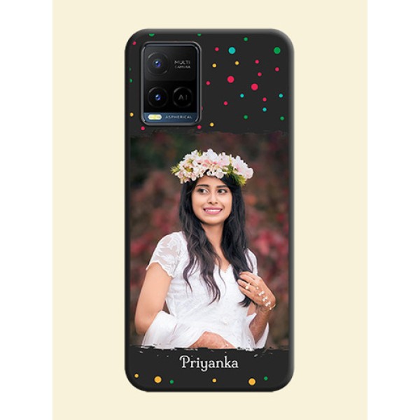 Multicolor Dotted Pattern with Text on Space Black Custom Soft Matte Phone Back Cover - Vivo Y21 Multicolor Dotted Pattern with Text on Space Black Custom Soft Matte Phone Back Cover - Vivo Y21