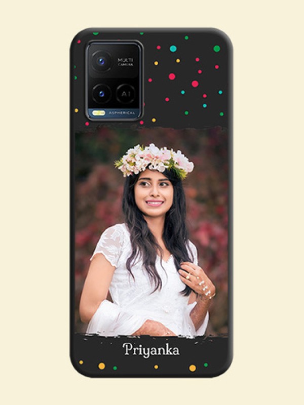 Multicolor Dotted Pattern with Text on Space Black Custom Soft Matte Phone Back Cover - Vivo Y21