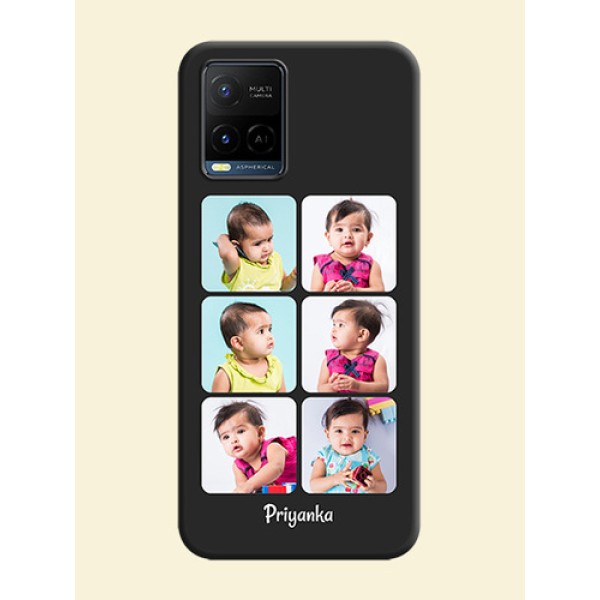 Floral Art with 6 Image Holder on Photo on Space Black Soft Matte Mobile Case - Vivo Y21