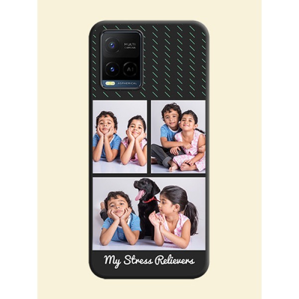 Cross Dotted Pattern with 2 Image Holder on Personalised Space Black Soft Matte Cases - Vivo Y21 Cross Dotted Pattern with 2 Image Holder on Personalised Space Black Soft Matte Cases - Vivo Y21