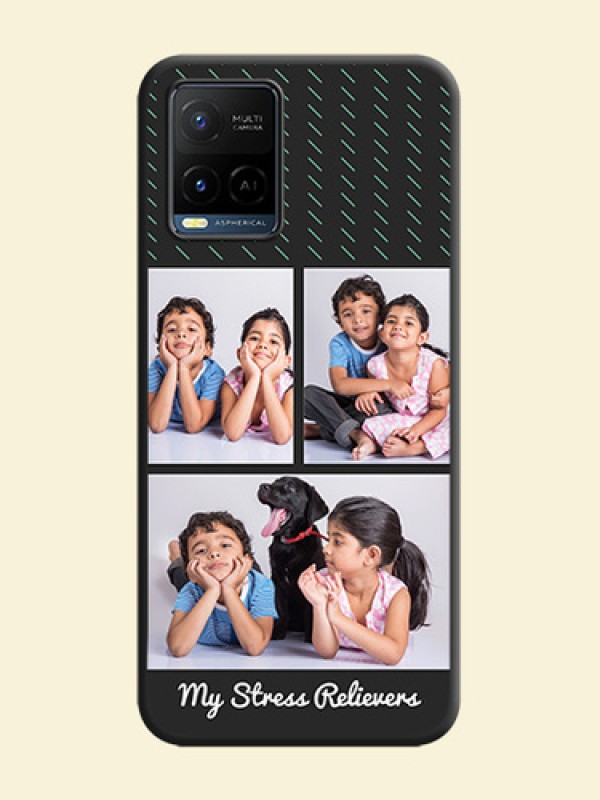 Cross Dotted Pattern with 2 Image Holder  on Personalised Space Black Soft Matte Cases - Vivo Y21