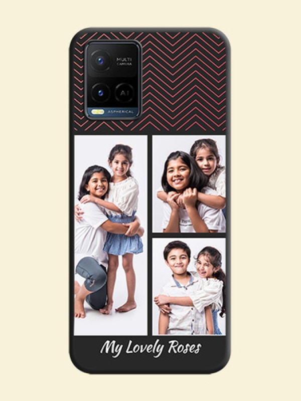 Wave Pattern with 3 Image Holder on Space Black Custom Soft Matte Back Cover - Vivo Y21