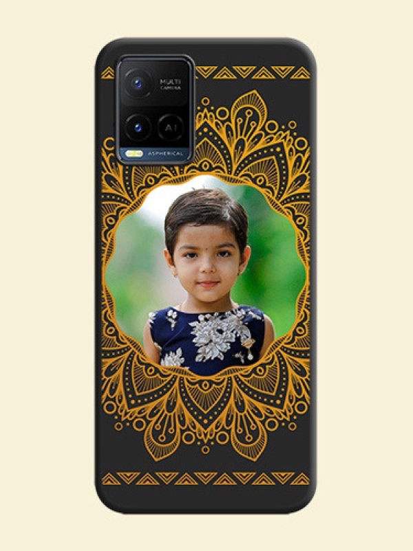 Round Image with Floral Design on Photo on Space Black Soft Matte Mobile Cover - Vivo Y21