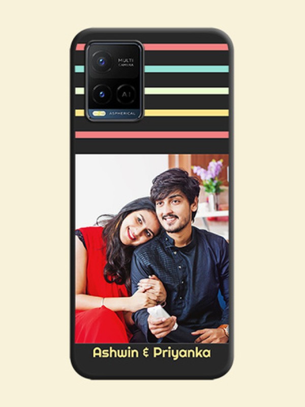 Color Stripes with Photo and Text on Photo on Space Black Soft Matte Mobile Case - Vivo Y21