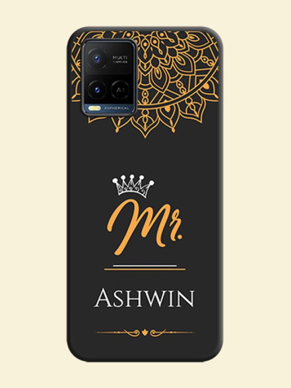 Mr Name with Floral Design  on Personalised Space Black Soft Matte Cases - Vivo Y21
