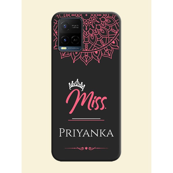 Mrs Name with Floral Design on Space Black Personalized Soft Matte Phone Covers - Vivo Y21 Mrs Name with Floral Design on Space Black Personalized Soft Matte Phone Covers - Vivo Y21
