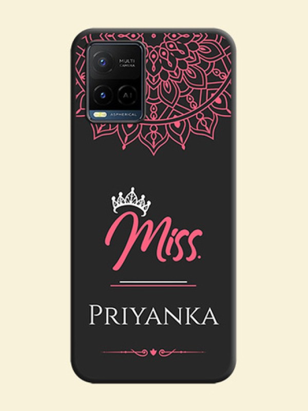Mrs Name with Floral Design on Space Black Personalized Soft Matte Phone Covers - Vivo Y21