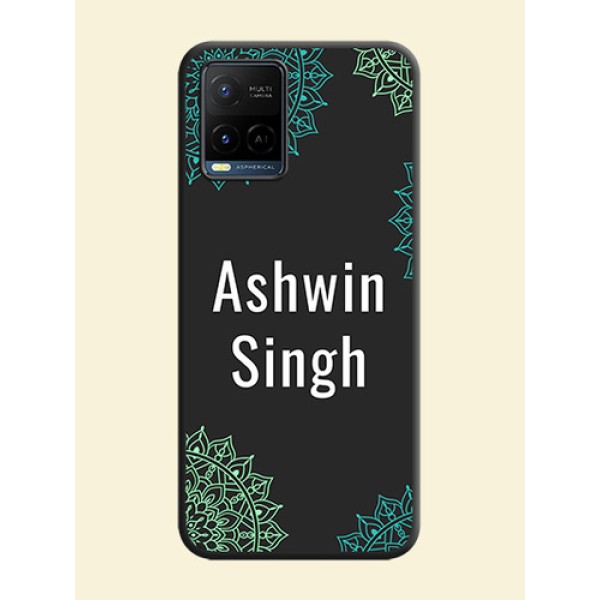 Your Name with Floral Design on Space Black Custom Soft Matte Back Cover - Vivo Y21 Your Name with Floral Design on Space Black Custom Soft Matte Back Cover - Vivo Y21