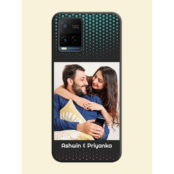 Faded Dots with Grunge Photo Frame and Text on Space Black Custom Soft Matte Phone Cases - Vivo Y21