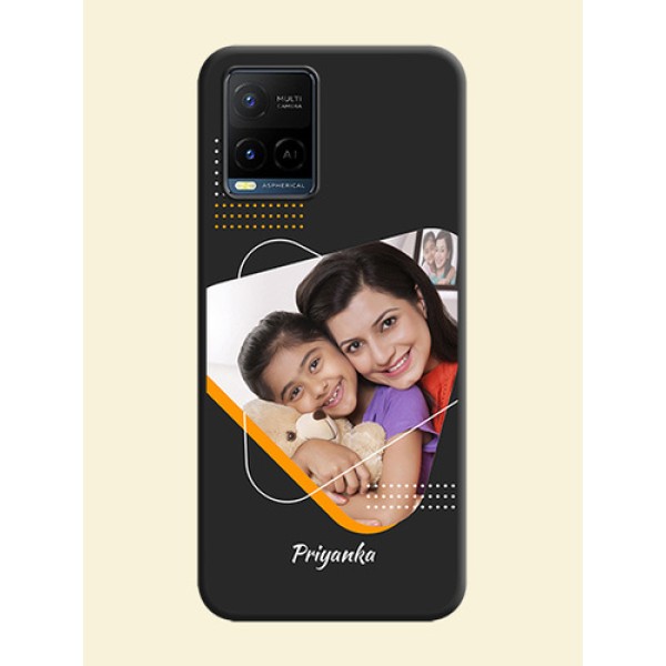 Yellow Triangle on Photo on Space Black Soft Matte Phone Cover - Vivo Y21 Yellow Triangle on Photo on Space Black Soft Matte Phone Cover - Vivo Y21