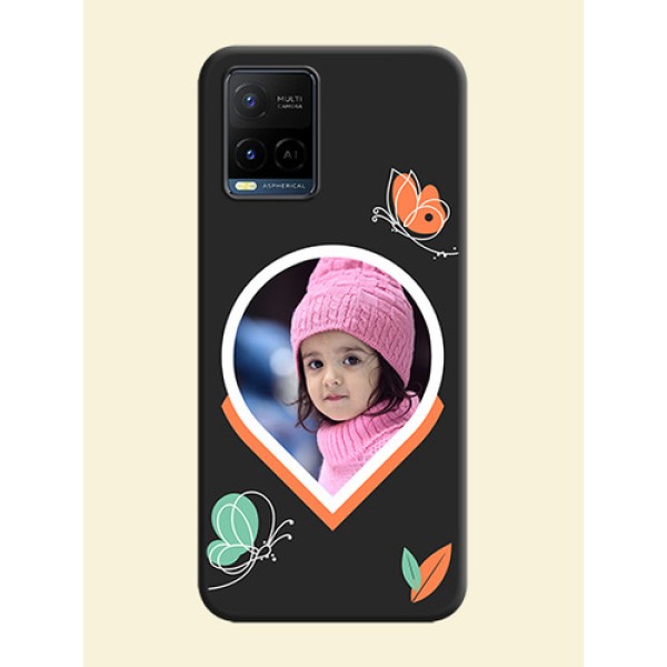 Upload Pic With Simple Butterly Design On Space Black Personalized Soft Matte Phone Covers -Vivo Y21 Upload Pic With Simple Butterly Design On Space Black Personalized Soft Matte Phone Covers -Vivo Y21