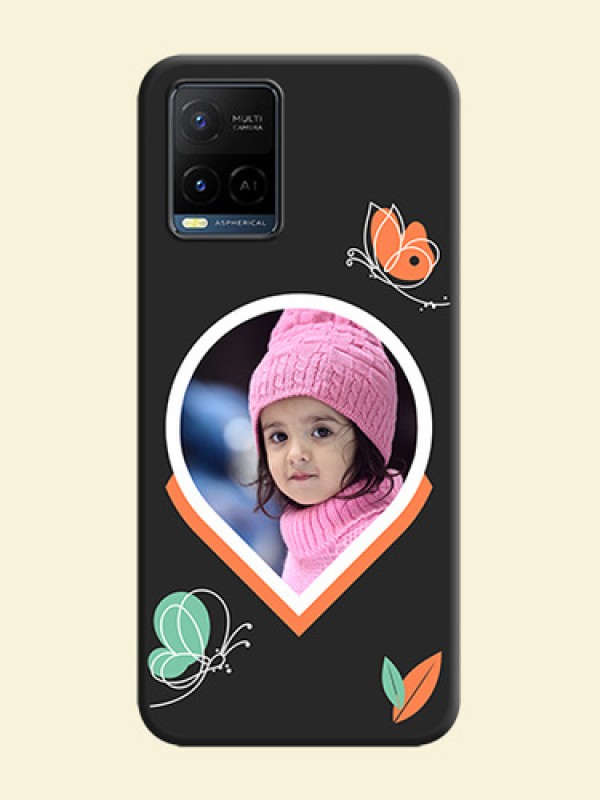 Upload Pic With Simple Butterly Design On Space Black Personalized Soft Matte Phone Covers -Vivo Y21