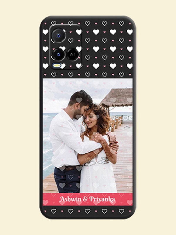 White Color Love Symbols with Text Design on Photo on Space Black Soft Matte Phone Cover - Vivo Y21A