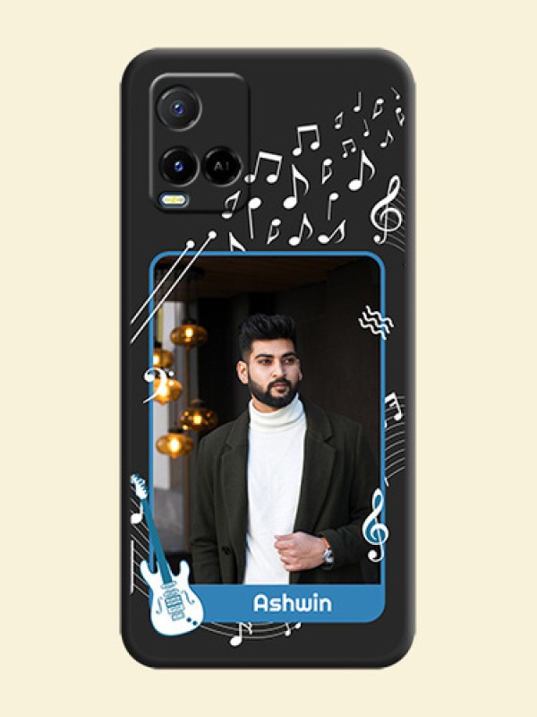 Musical Theme Design with Text on Photo on Space Black Soft Matte Mobile Case - Vivo Y21A