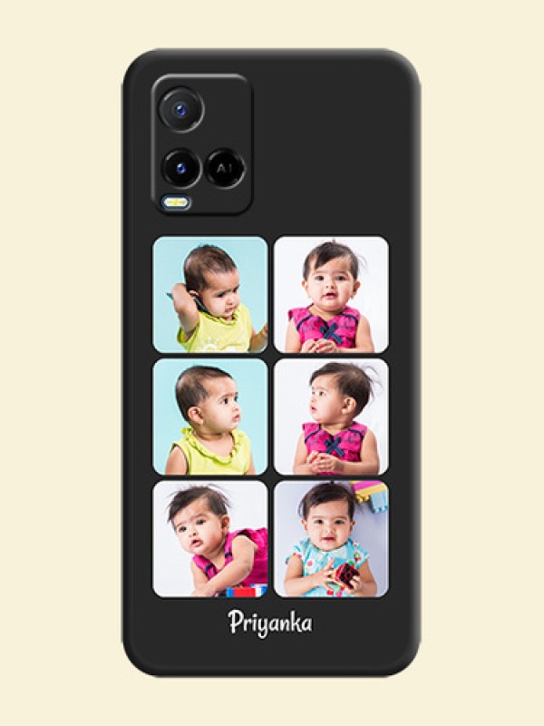 Floral Art with 6 Image Holder on Photo on Space Black Soft Matte Mobile Case - Vivo Y21A