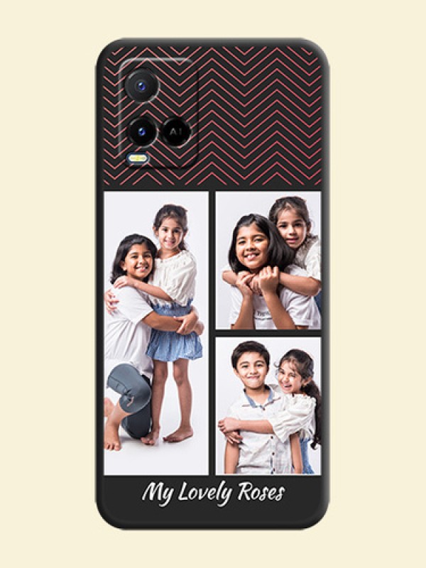 Wave Pattern with 3 Image Holder on Space Black Custom Soft Matte Back Cover - Vivo Y21A