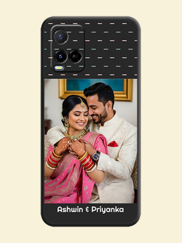Line Pattern Design with Text on Space Black Custom Soft Matte Phone Back Cover - Vivo Y21A
