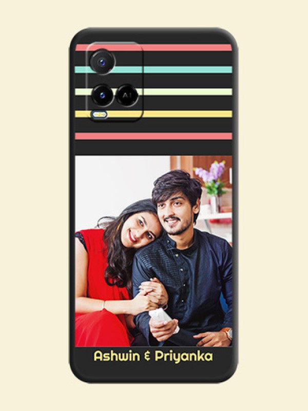 Color Stripes with Photo and Text on Photo on Space Black Soft Matte Mobile Case - Vivo Y21A