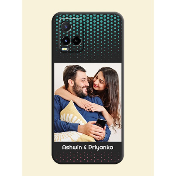 Faded Dots with Grunge Photo Frame and Text on Space Black Custom Soft Matte Phone Cases - Vivo Y21A
