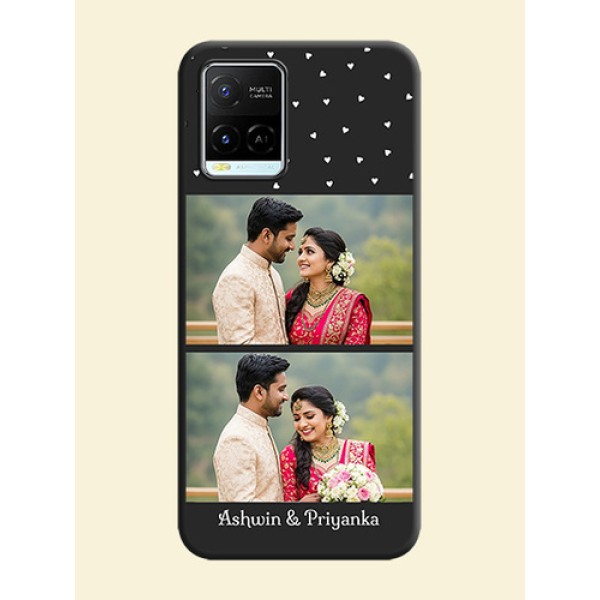 Miniature Love Symbols with Name on Space Black Custom Soft Matte Back Cover - Vivo Y21e Miniature Love Symbols with Name on Space Black Custom Soft Matte Back Cover - Vivo Y21e