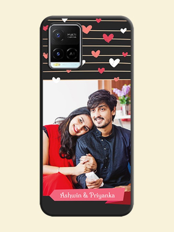 Love Pattern with Name on Pink Ribbon  on Photo on Space Black Soft Matte Back Cover - Vivo Y21e