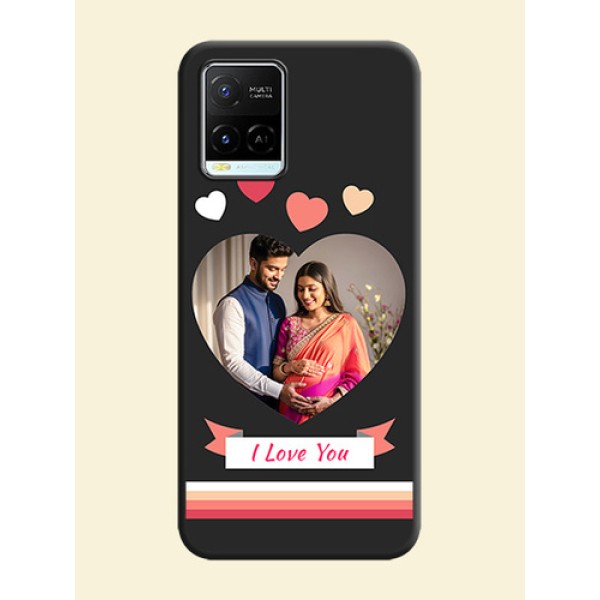 Love Shaped Photo with Colorful Stripes on Personalised Space Black Soft Matte Cases - Vivo Y21e Love Shaped Photo with Colorful Stripes on Personalised Space Black Soft Matte Cases - Vivo Y21e