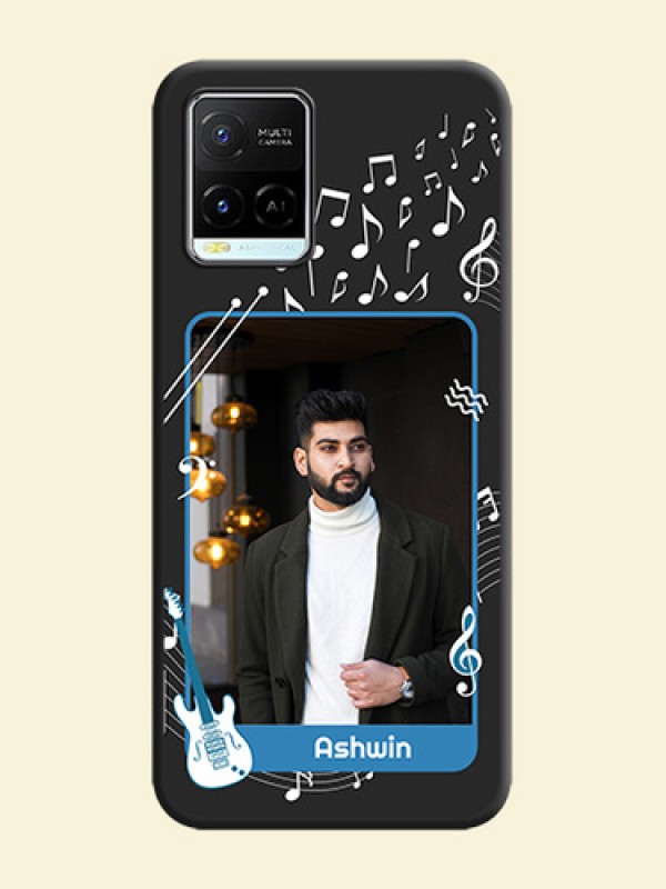 Musical Theme Design with Text on Photo on Space Black Soft Matte Mobile Case - Vivo Y21e