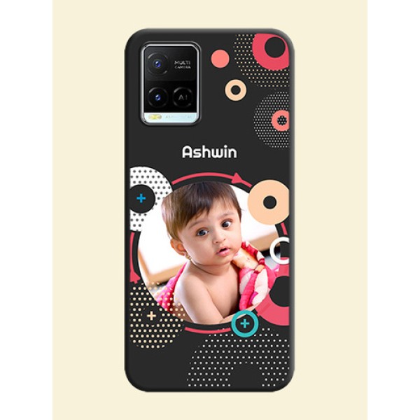 Multicoloured Round Image on Personalised Space Black Soft Matte Cases - Vivo Y21e Multicoloured Round Image on Personalised Space Black Soft Matte Cases - Vivo Y21e