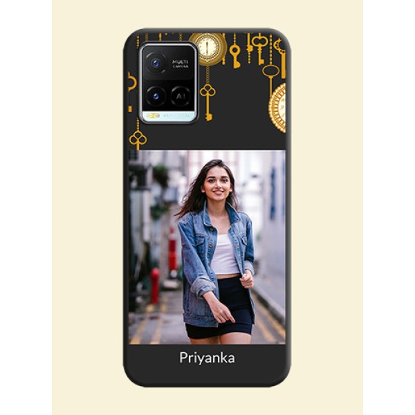 Decorative Design with Text on Space Black Custom Soft Matte Back Cover - Vivo Y21e