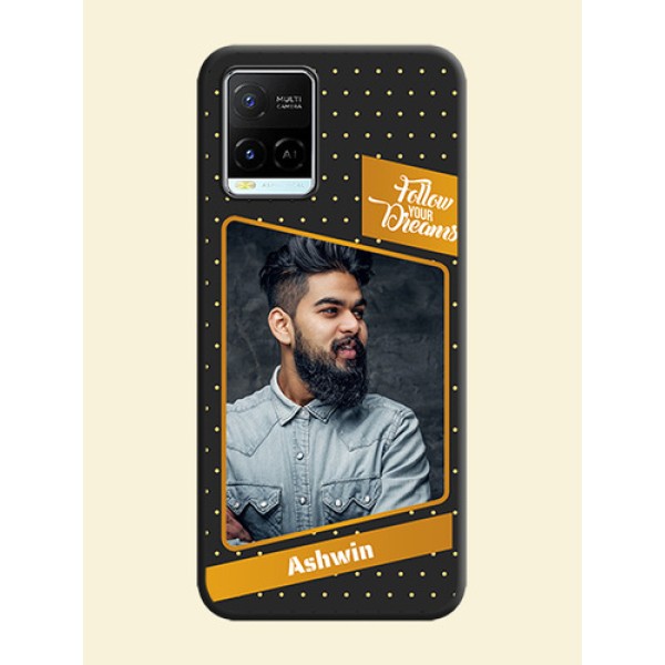 Follow Your Dreams with White Dots on Space Black Custom Soft Matte Phone Cases - Vivo Y21e