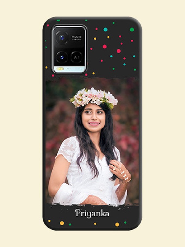 Multicolor Dotted Pattern with Text on Space Black Custom Soft Matte Phone Back Cover - Vivo Y21e