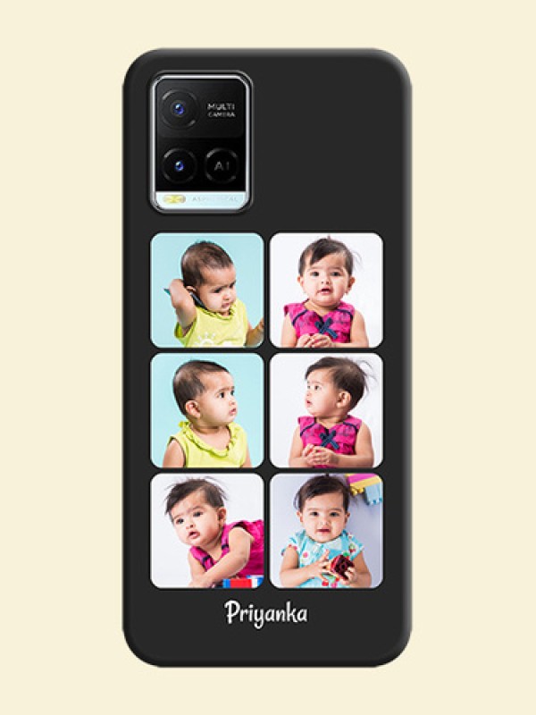 Floral Art with 6 Image Holder on Photo on Space Black Soft Matte Mobile Case - Vivo Y21e
