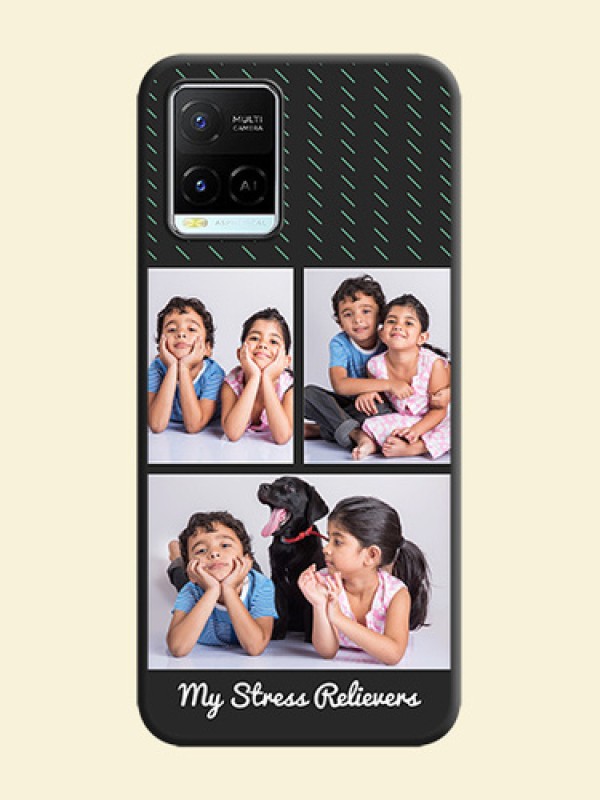 Cross Dotted Pattern with 2 Image Holder  on Personalised Space Black Soft Matte Cases - Vivo Y21e