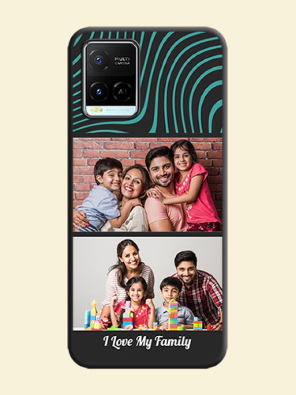 Wave Pattern with 2 Image Holder on Space Black Personalized Soft Matte Phone Covers - Vivo Y21e