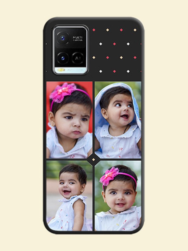 Multicolor Dotted Pattern with 4 Image Holder on Space Black Custom Soft Matte Phone Cases - Vivo Y21e
