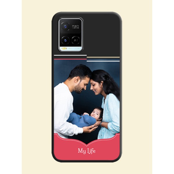 Classic Plain Design with Name on Photo on Space Black Soft Matte Phone Cover - Vivo Y21e Classic Plain Design with Name on Photo on Space Black Soft Matte Phone Cover - Vivo Y21e