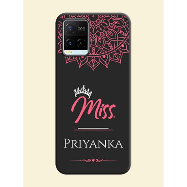 Mrs Name with Floral Design on Space Black Personalized Soft Matte Phone Covers - Vivo Y21e Mrs Name with Floral Design on Space Black Personalized Soft Matte Phone Covers - Vivo Y21e