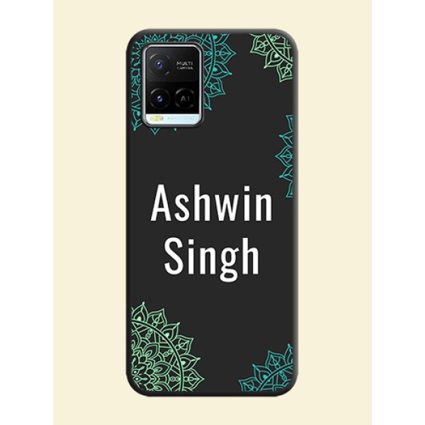 Your Name with Floral Design on Space Black Custom Soft Matte Back Cover - Vivo Y21e Your Name with Floral Design on Space Black Custom Soft Matte Back Cover - Vivo Y21e