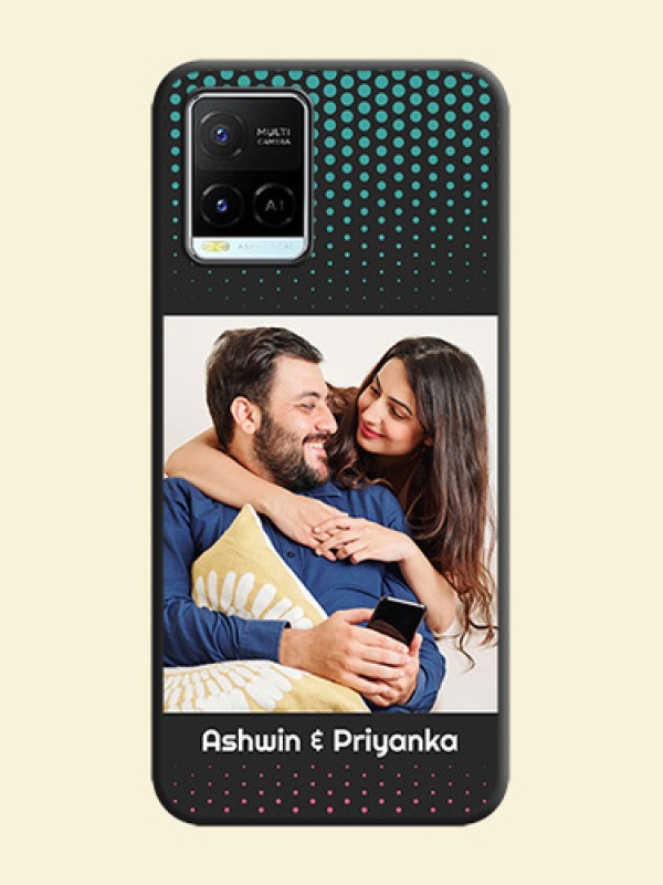 Faded Dots with Grunge Photo Frame and Text on Space Black Custom Soft Matte Phone Cases - Vivo Y21e