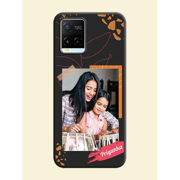 Orange Photo Frame on Space Black Custom Soft Matte Phone Back Cover - Vivo Y21e Orange Photo Frame on Space Black Custom Soft Matte Phone Back Cover - Vivo Y21e