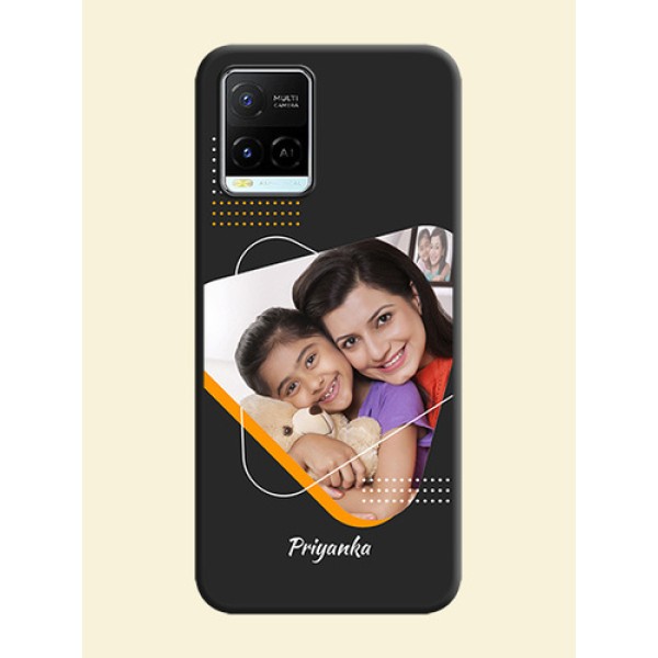 Yellow Triangle on Photo on Space Black Soft Matte Phone Cover - Vivo Y21e Yellow Triangle on Photo on Space Black Soft Matte Phone Cover - Vivo Y21e