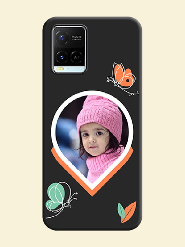 Upload Pic With Simple Butterly Design On Space Black Personalized Soft Matte Phone Covers -Vivo Y21E