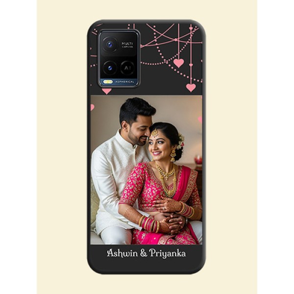 Pink Love Hangings with Text on Space Black Custom Soft Matte Back Cover - Vivo Y21G Pink Love Hangings with Text on Space Black Custom Soft Matte Back Cover - Vivo Y21G