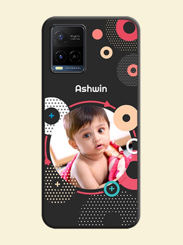 Multicoloured Round Image on Personalised Space Black Soft Matte Cases - Vivo Y21G