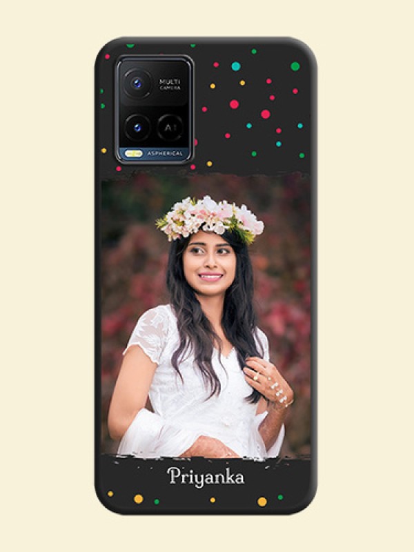 Multicolor Dotted Pattern with Text on Space Black Custom Soft Matte Phone Back Cover - Vivo Y21G