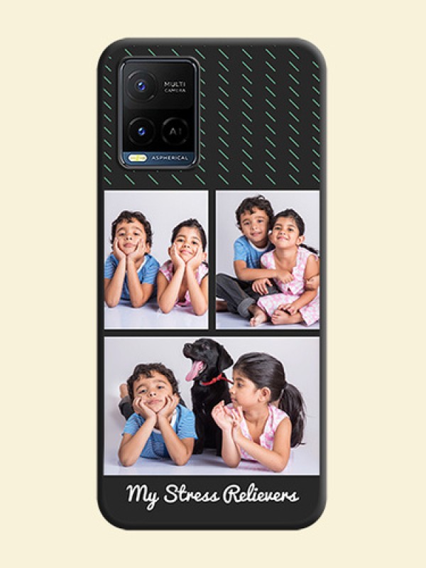 Cross Dotted Pattern with 2 Image Holder  on Personalised Space Black Soft Matte Cases - Vivo Y21G