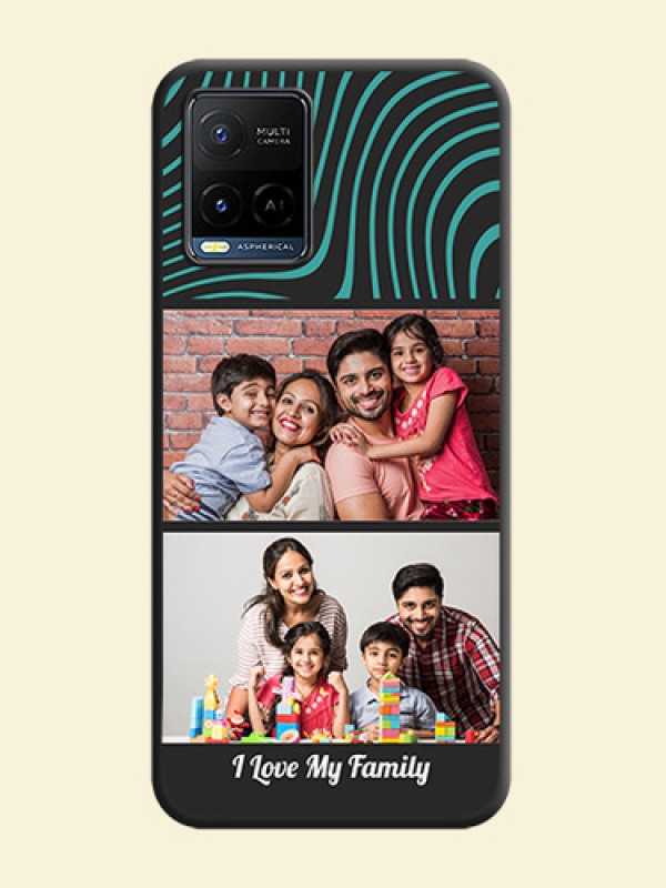 Wave Pattern with 2 Image Holder on Space Black Personalized Soft Matte Phone Covers - Vivo Y21G